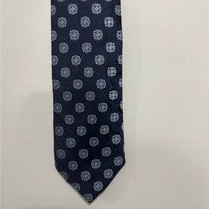 Canali 1934 100% Silk Dark Blue Tie with Floral Design
